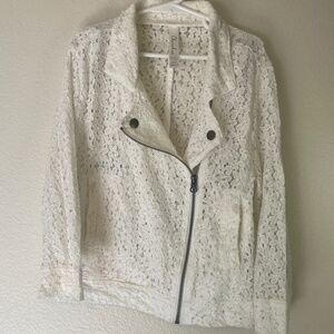 Cream Lace Moto Jacket